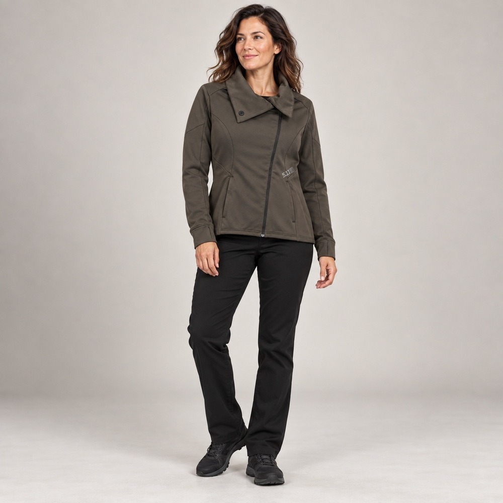 5.11 Tactical Womens Asymmetrical Zip Softshell Jacket Ranger Green Large 62075